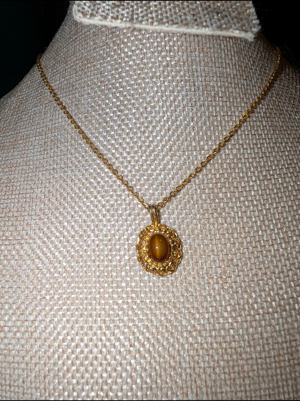 Gold Tone Honey Brown Pendant Necklace - Women Jewelry
